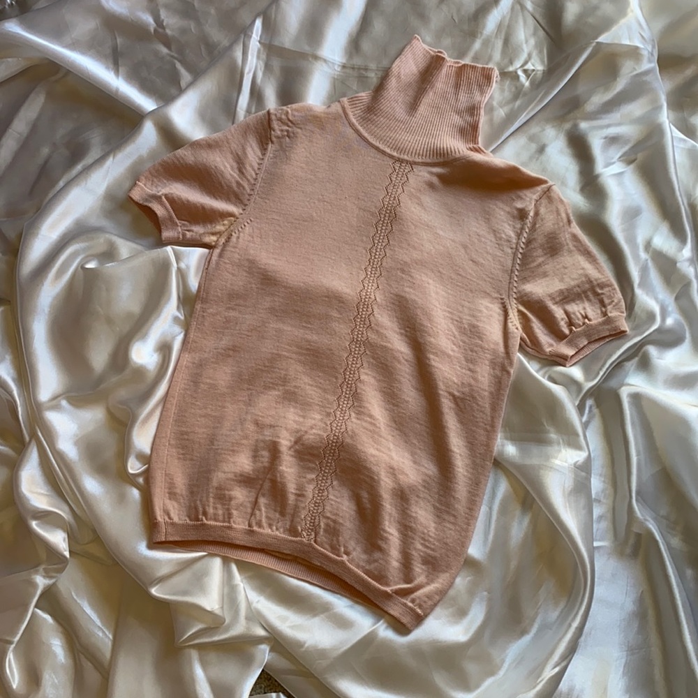 Pink turtle neck short sleeve, cardigan